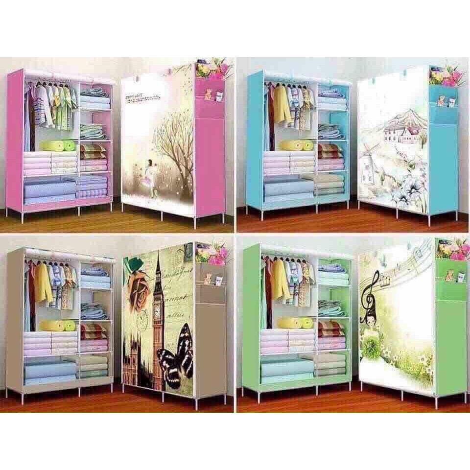 Tủ Vải 3D 1 Buồng 2 Buồng 3 Buồng Ngăn treo quần áo tiện dụng