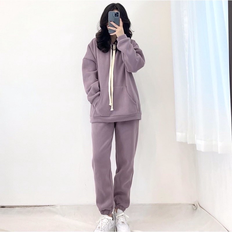 Bộ Hoodie Trơn Chất Nỉ Dày Dặn Dây Bản To Phong Cách Bassic - SINNA STORE | BigBuy360 - bigbuy360.vn