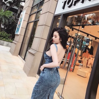 Đầm jean 2 dây hở lưng sexy hết nấc cho nữ