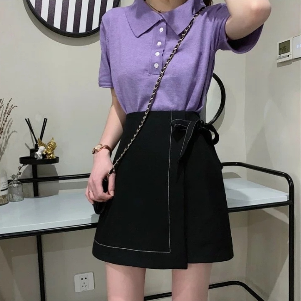 Chân Váy Chữ A Chéo Tà Chỉ Nổi Lạ Mắt Váy Đen Thanh Lịch Kiểu Dáng Basic Dễ Phối Có Kèm Quần Trong | BigBuy360 - bigbuy360.vn
