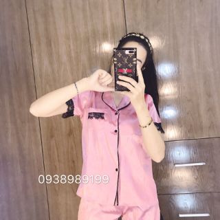 Bộ lụa quần đùi pha ren siêu hot