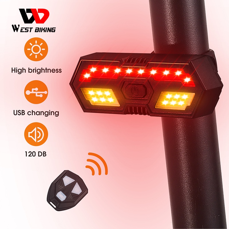 Đèn xi nhan West Biking gắn đuôi xe đạp sạc USB tiện dụng