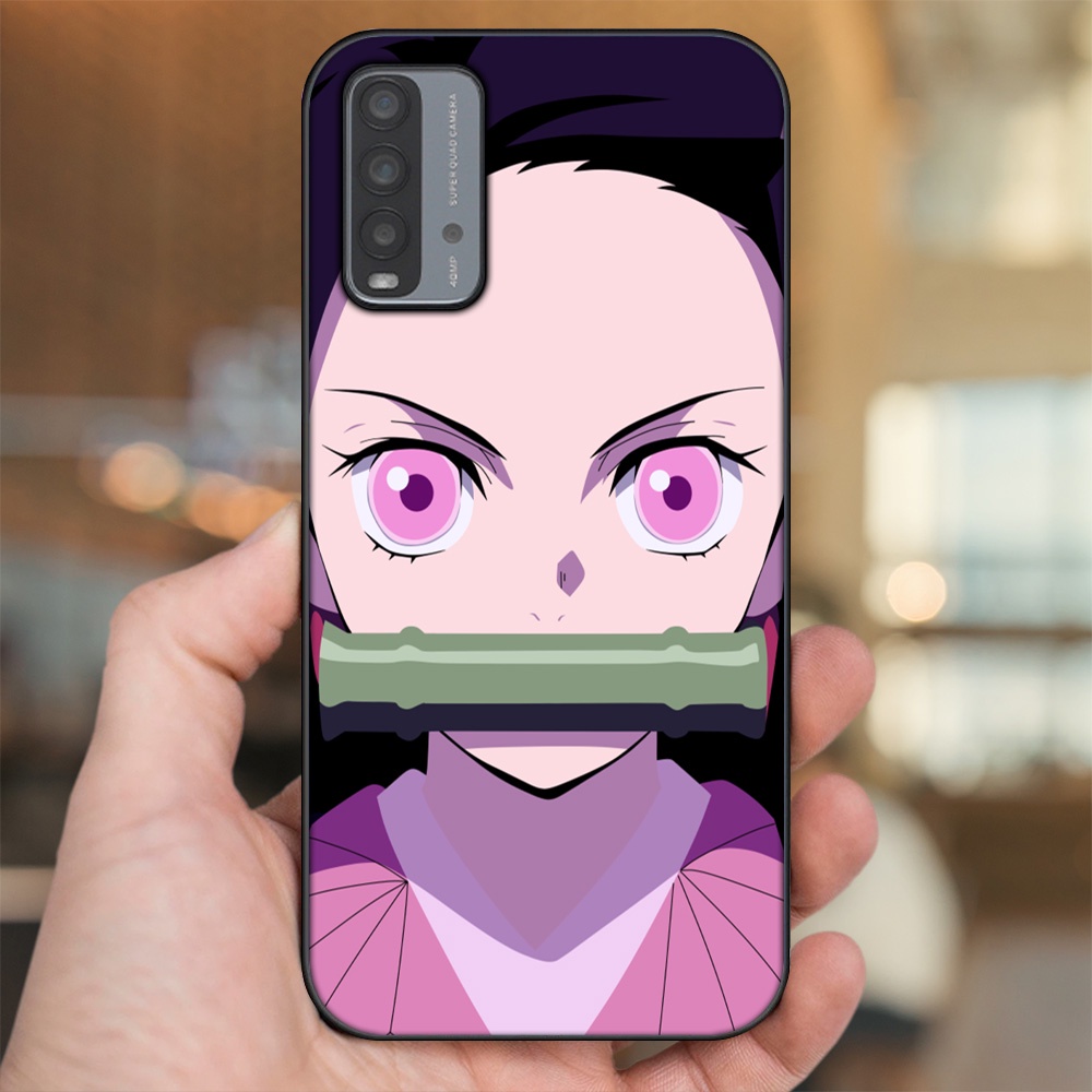 Ốp lưng Xiaomi Redmi 9T viền đen in hình Nezuko Kimetsu no Yaiba