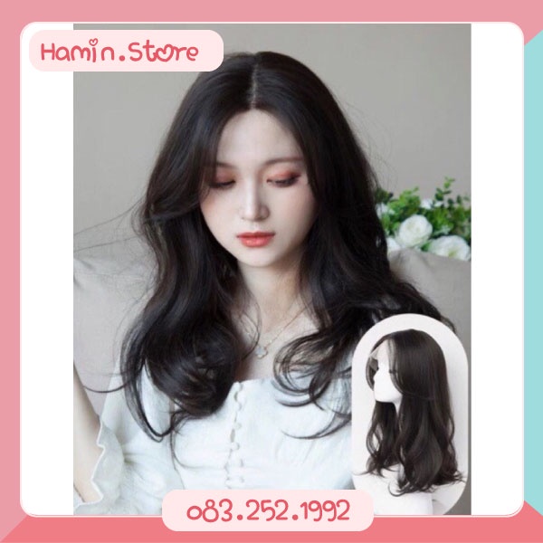 Tóc giả nguyên đầu xoăn sóng ngang lưng mái bay chất sợi tơ cao cấp Hamin