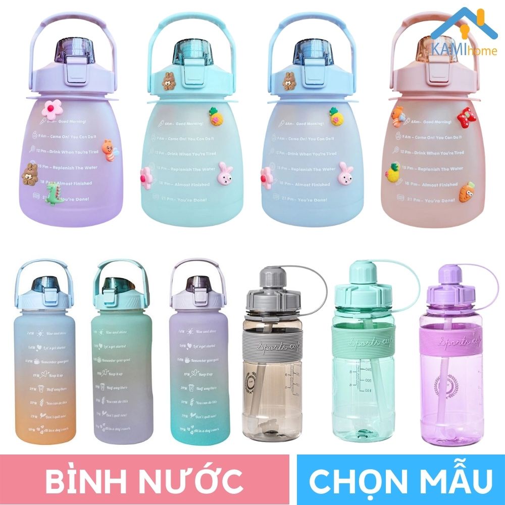 Bình nước cỡ lớn (Hàng chuẩn có kèm Ống hút) chia vạch 1.000-1.200-2.000ml mã 22045