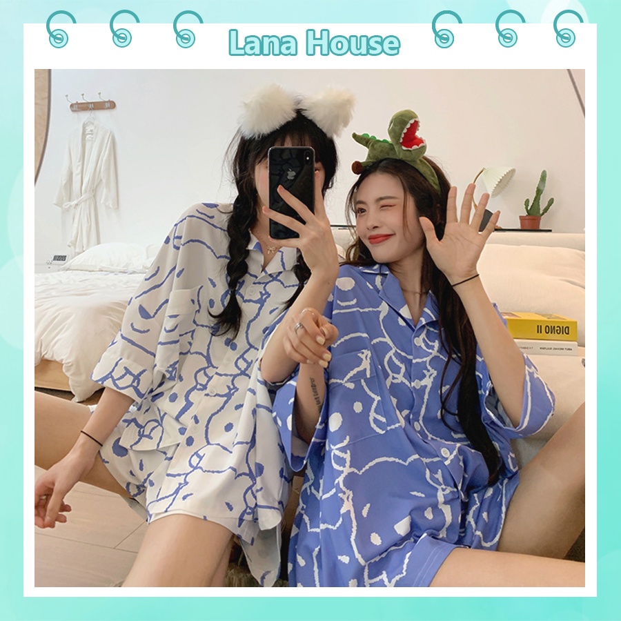 Đồ ngủ nữ pijama mặc nhà dễ thương quần cộc áo cộc chất vải thô hàn mềm cao cấp cho mùa hè PJMCOCC05