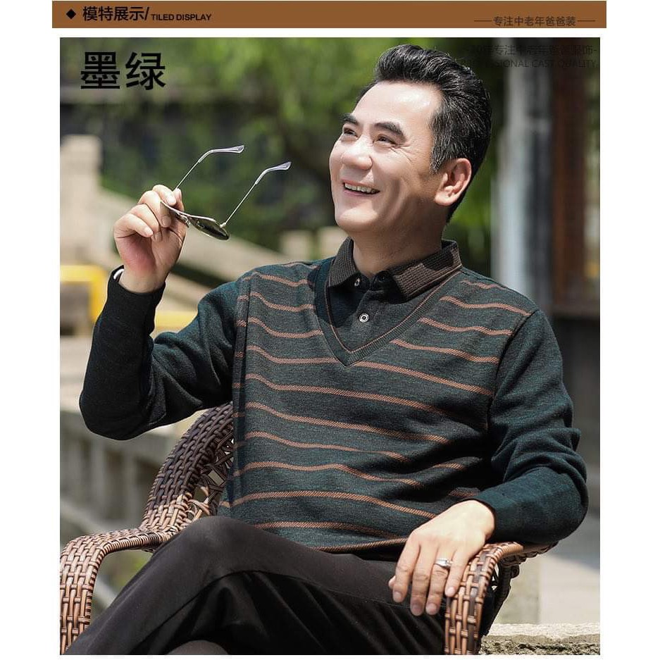 - ÁO LEN TRUNG NIÊN PHỐI SƠ MI LÓT LÔNG