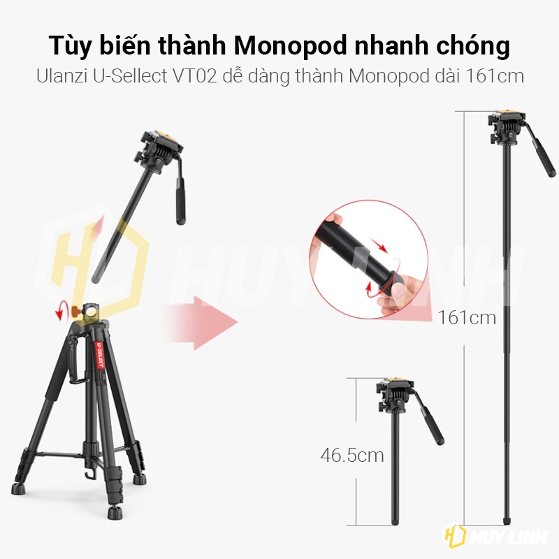 Chân Tripod đa năng Ulanzi U-SELECT VT02 Cho Điện Thoại/Máy ảnh Mirroless, DSLR