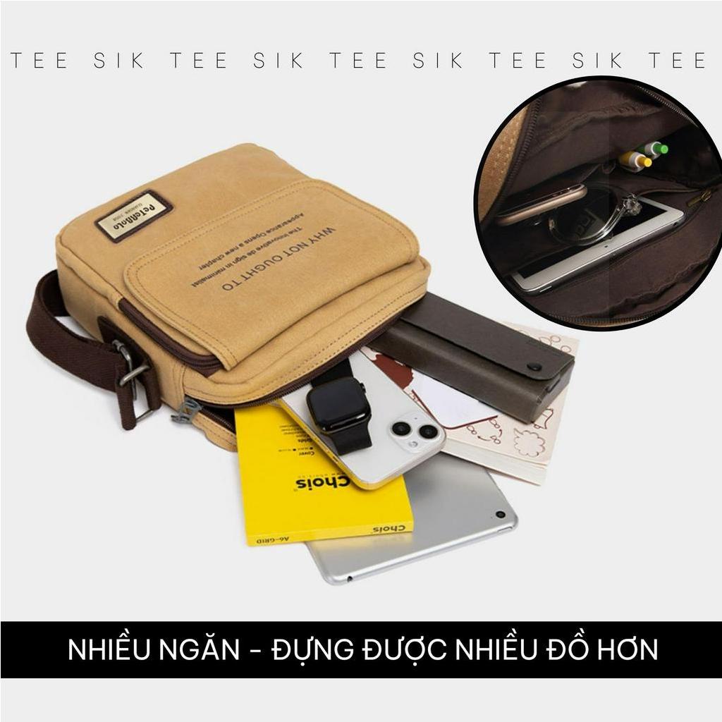 Túi đeo chéo nam TEE SIK túi đeo chéo canvas đeo vai vintagecổ điển nhiều ngăn vừa ipad 10in chắc chắn TS41
