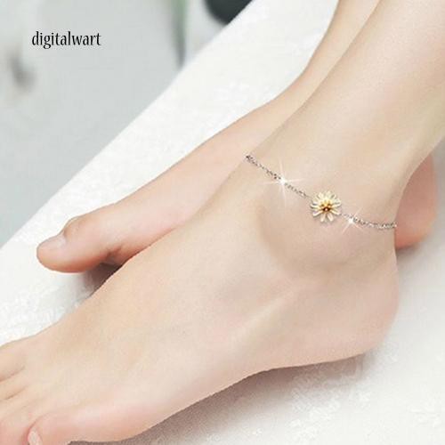 Lắc chân mạ bạc hình hoa cúc dễ thương | BigBuy360 - bigbuy360.vn