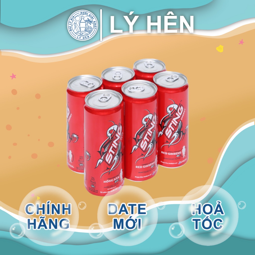 Lốc 6 Lon Nước Uống Tăng Lực Sting Dâu Tây Đỏ