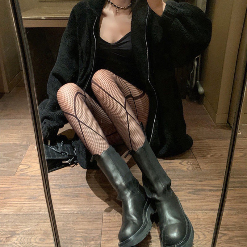 Quần Tất Lưới Lưng Cao Kiểu Dáng Quyến Rũ Cho Nữ