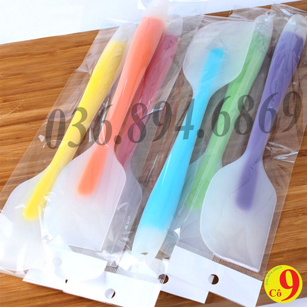 Phới trộn bột làm bánh silicon dài, cây vét spatula lưỡi trong