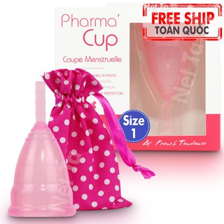 Cốc nguyệt san Pharma Cup 100% Silicone Pháp được làm bằng silicone y tế dùng để thay thế băng vệ sinh - Màu hồng 2 Size