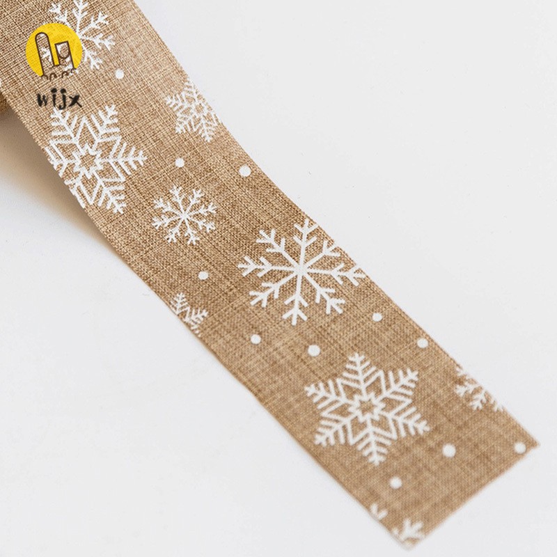 WiJx❤❤❤Summer Korean 2m Christmas Burlap Ribbon Bow Christmas Decorations Christmas Tree Snowflake Deer Ribbon Christmas