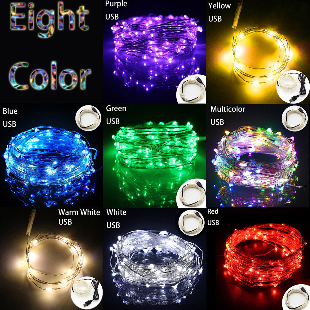 Dây đèn led cổng USB ánh sáng trắng ấm trang trí cho giáng sinh / tiệc cưới