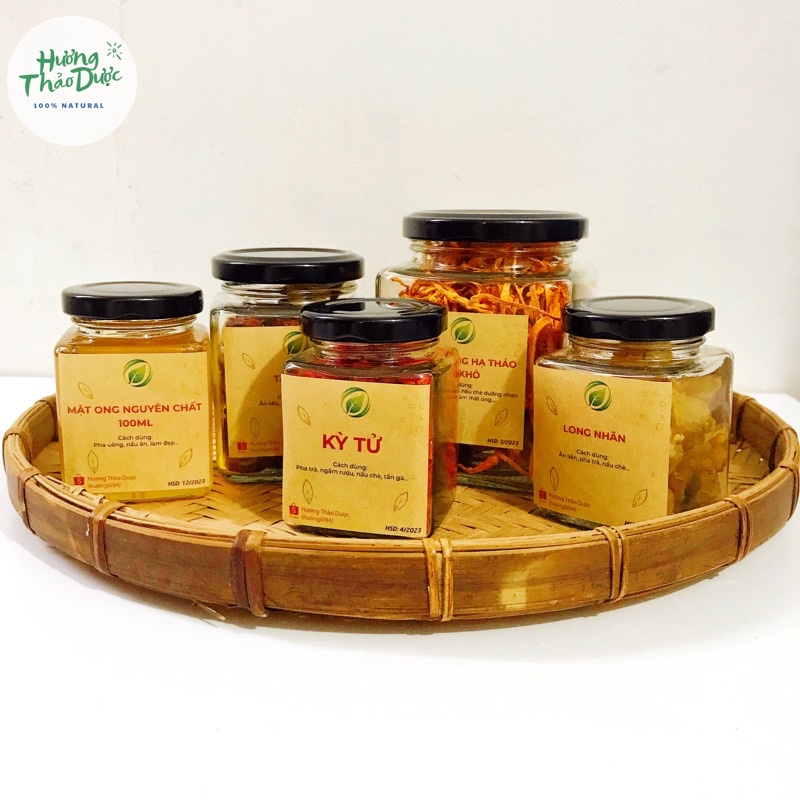 Set Trà Đông Trùng Hạ Thảo, Táo Đỏ, Long Nhãn, Kỷ Tử, Mật Ong - Bổ Dưỡng (nguyên liệu sạch đẹp)
