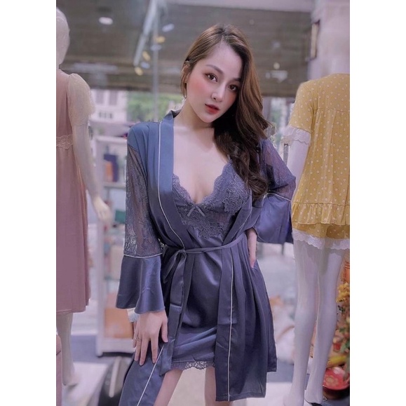 Váy Ngủ Kèm Choàng Lụa Cao Cấp Phối Tay Xoè Tiểu Thư Siêu Quyến Rũ Cho Các Nàng Từ 40-56kg | BigBuy360 - bigbuy360.vn