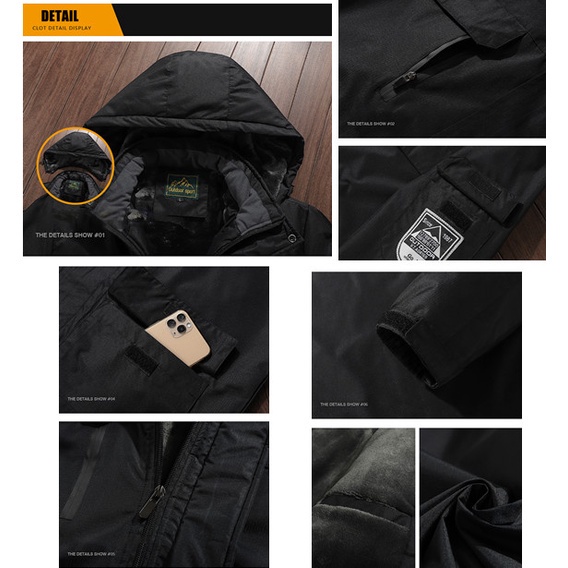 Áo Khoác Parka Dày Dặn Ấm Áp Chống Gió / Thấm Nước Có Túi Thời Trang Mùa Đông Cho Nam