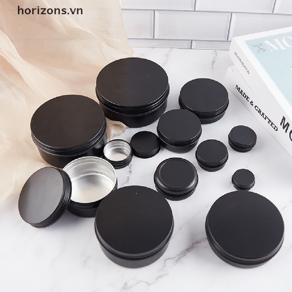 Hộp Thiếc Nhôm Rỗng Tròn Màu Đen Đựng Kem Mỹ Phẩm Diy