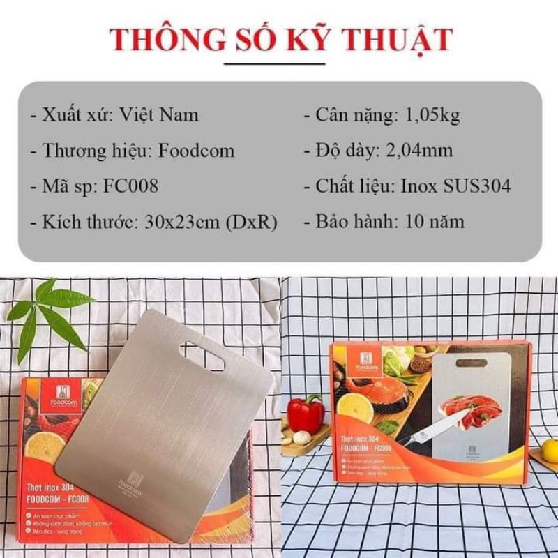 THỚT INOX 304 FOODCOM CAO CẤP FC008