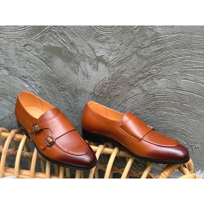 (Cao cấp) Giày Monkstrap Toroshoes Da Bò M600.1 Nâu