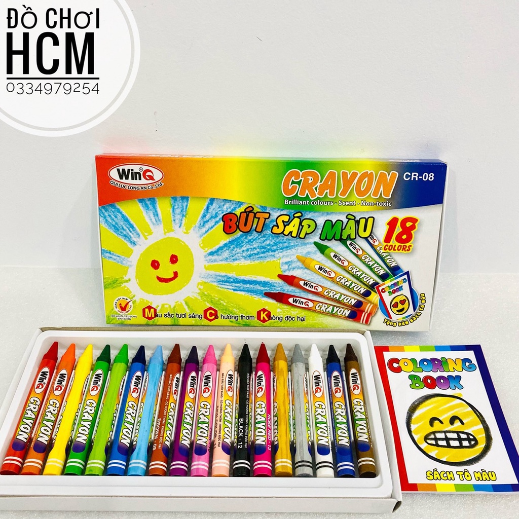 [18 MÀU] Bút sáp màu WinQ dành cho bé tập tô màu/ tập vẽ, có mùi thơm nhẹ dành cho bé thích viết sáp màu