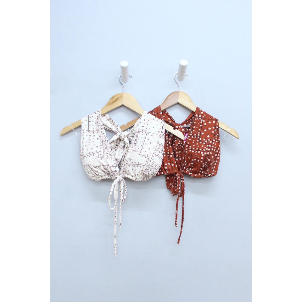 Q9045 - Áo bra Active USA cột nơ, in hoa văn