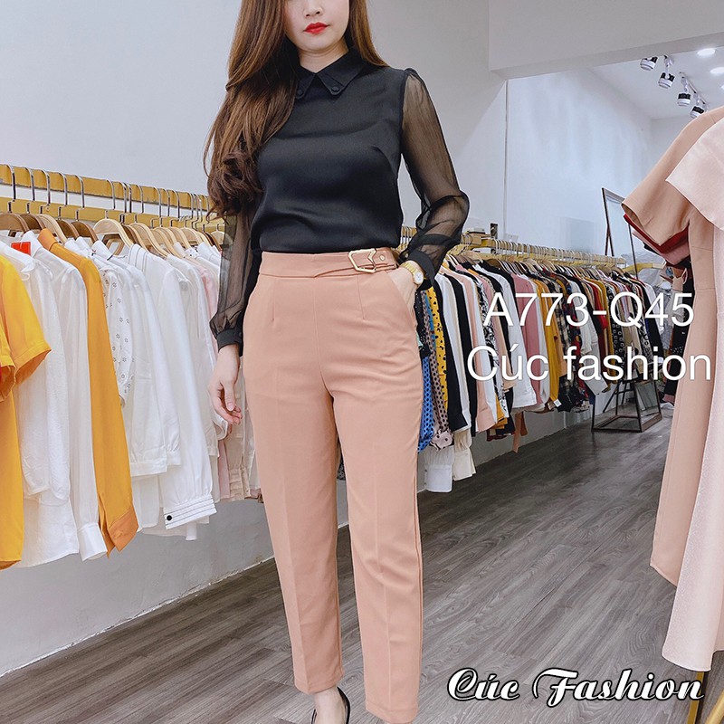 Áo sơ mi nữ cao cấp công sở đẹp Cúc Fashion A773 áo somi lụa kiểu hàn quốc cúc bọc