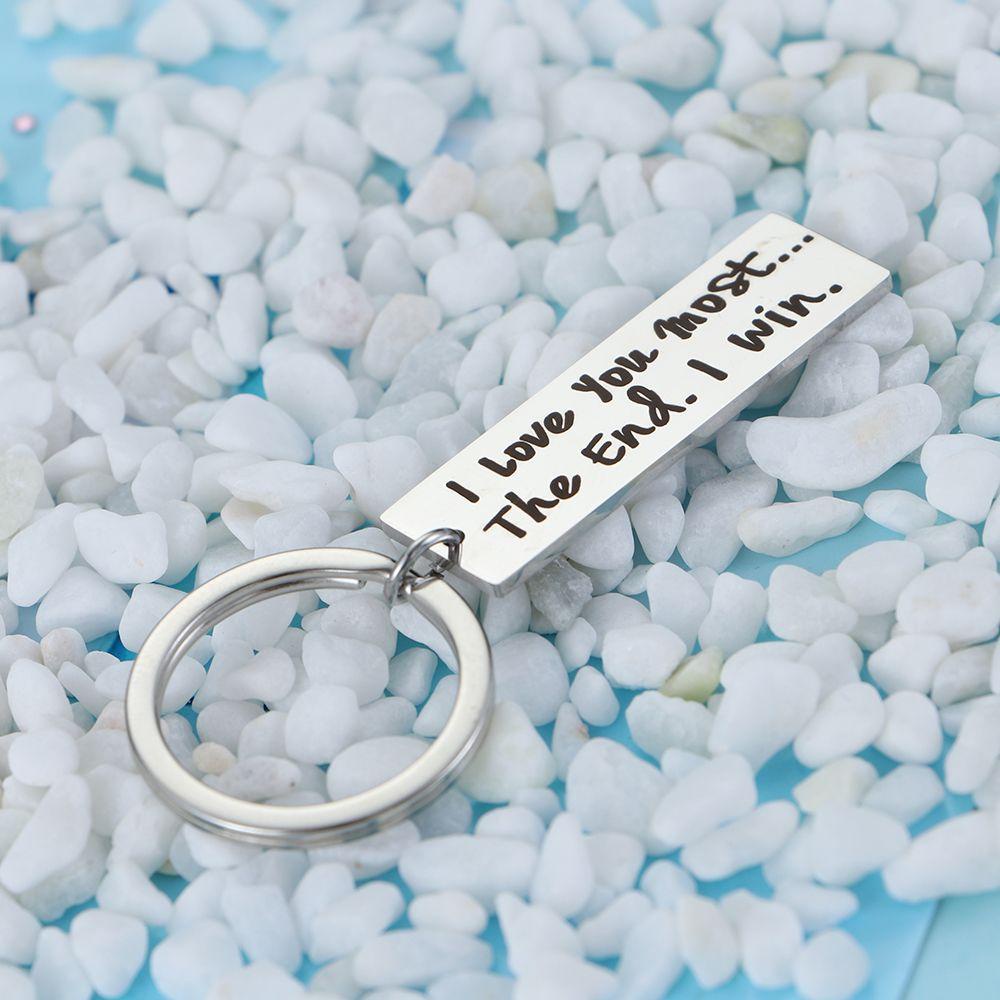MELODG Móc Khóa Thép Không Gỉ Khắc Chữ Her Him I Love You More / Most