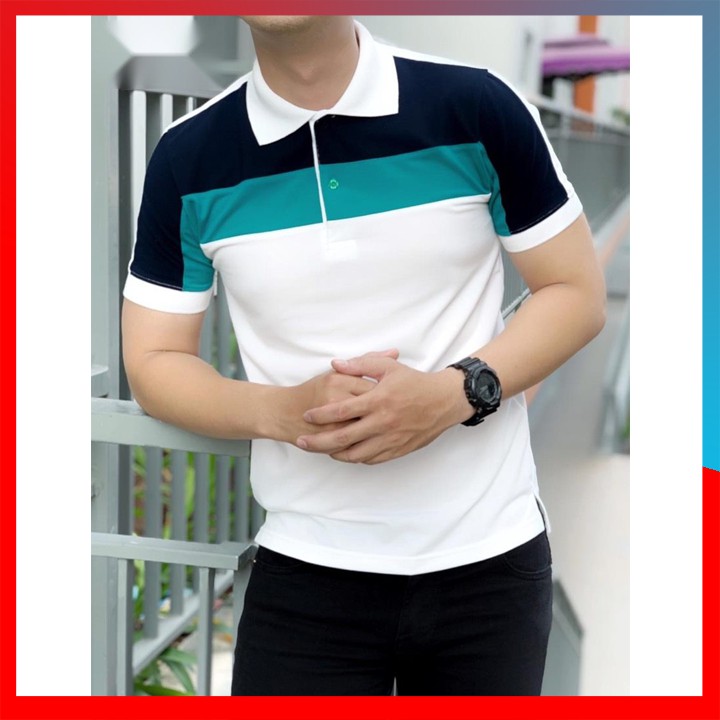 Áo Thun Nam ⚠️FREESHIP – HÀNG CHẤT⚠️ Cổ Bẻ Tay Ngắn Phối 3 Màu, Thun Cá Sấu 65/35 4 Chiều Cao Cấp - GM | BigBuy360 - bigbuy360.vn