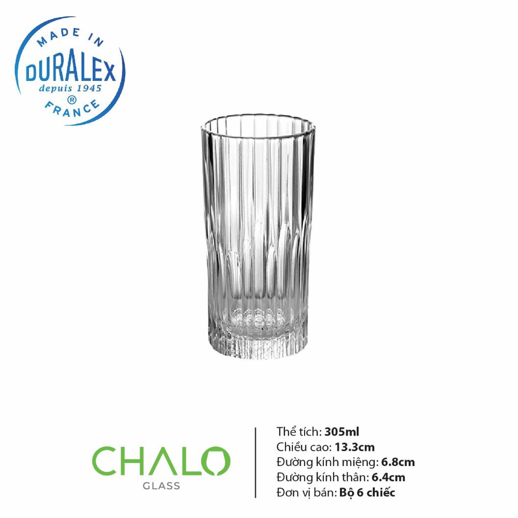 [Made in France] Ly thủy tinh cường lực Duralex Manhattan Hi Ball 305ml - 1058A