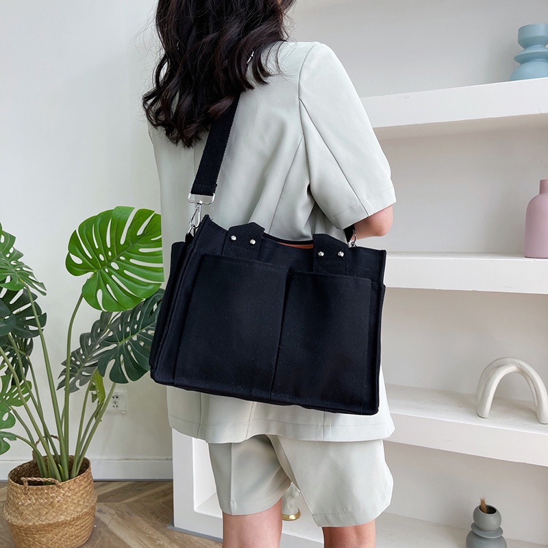 Túi vải canvas dày to nhiều ngăn công sở sinh viên bỉm sữa