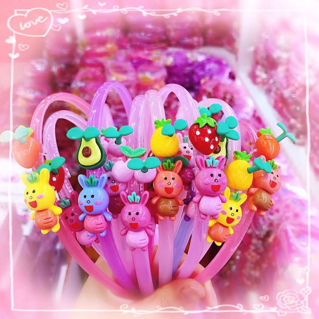 Cài tóc trái cây+thú cưng cho bé gái siêu cute 3D hoạt hình cao cấp