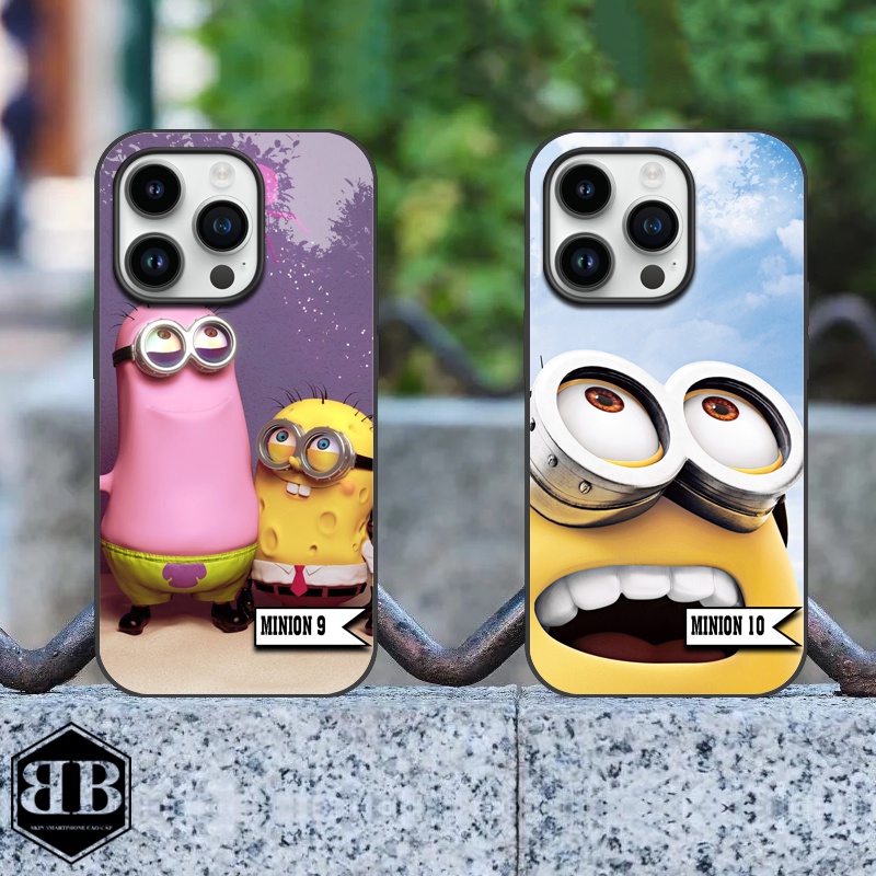 Ốp lưng kính cường lực dành cho máy Iphone 14 Pro / Iphone 14 Pro Max minion