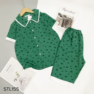 Bộ Pijama đồ ngủ cộc lửng lụa mango cổ tiểu thư