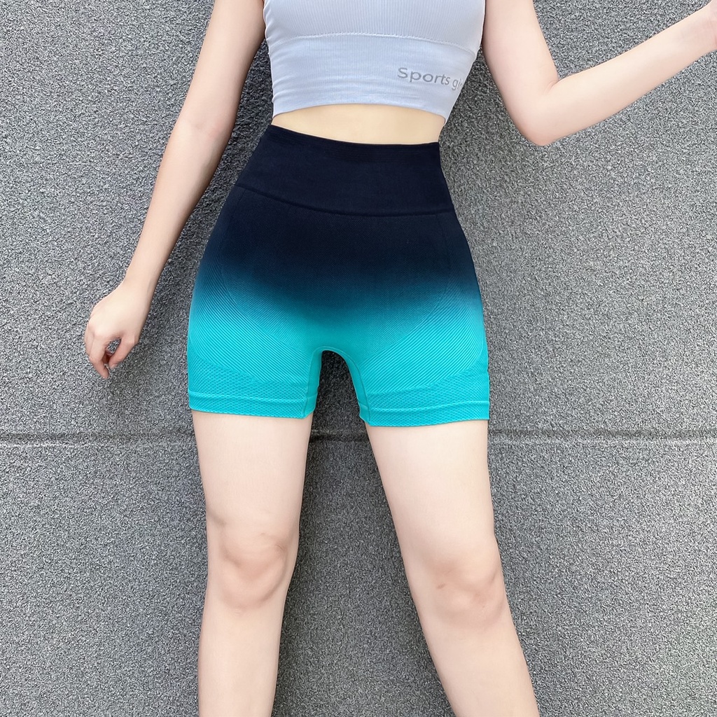 Quần đùi tập gym yoga thể thao nữ dệt kim loang màu chun mông gen bụng nâng mông tôn dáng Bin Sports Q146