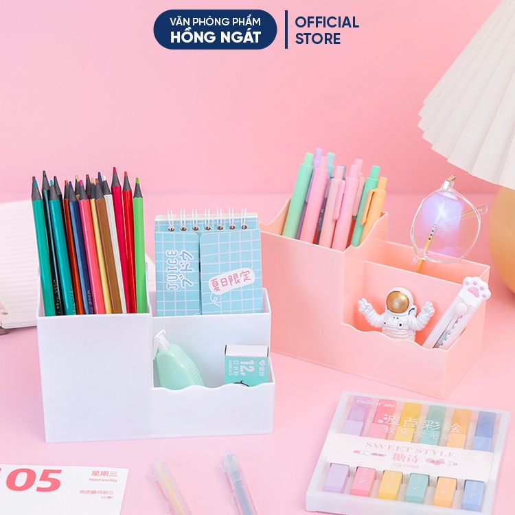 Ống đựng bút nhiều ngăn, hộp đựng bút để bàn cute đa năng giá rẻ đồ dùng học tập dễ thương văn phòng phẩm OB10