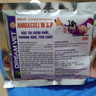 100gam amoxcoli trị viêm phổi,tiêu chảy ,thương hàn