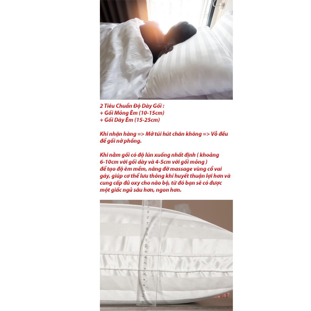 Ruột gối nằm cao cấp tiêu chuẩn khách sạn 5 sao DADA 2 viền gòn polyester êm mềm nâng đỡ giấc ngủ gối 50*70