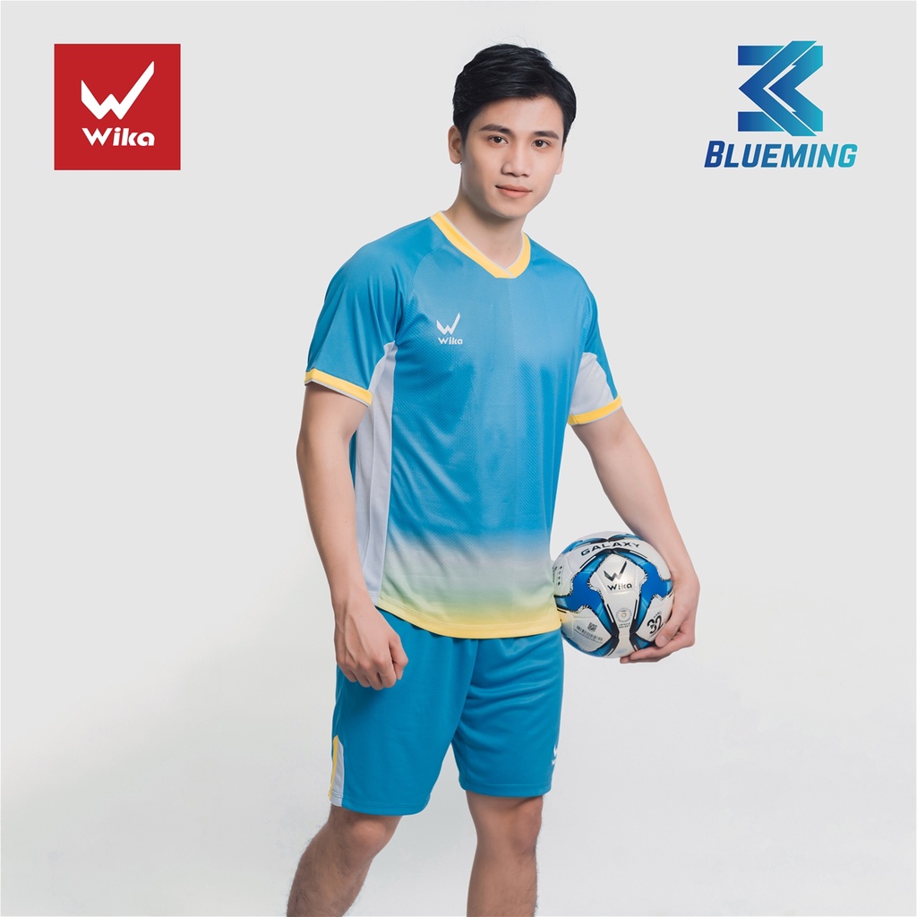 Áo Bóng Đá Wika BlueMing Chính Hãng,Áo Đá Banh Không Logo Co Dãn Thấm Hút Mồ Hôi