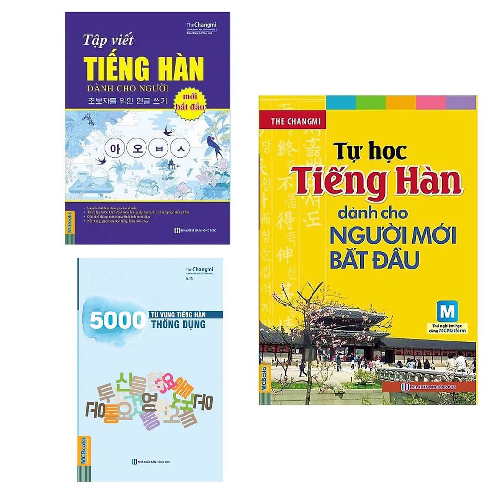 Sách - Combo Tiếng Hàn Dành Cho Người Mới Bắt Đầu+ 5000 Từ Vựng Tiếng Hàn  + Tập viết chữ hàn cho người mớ bắt đầu