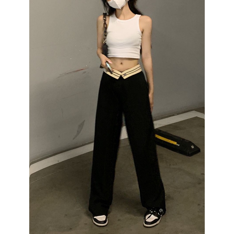 QKOOLE Quần dài  ống rộng phong cách Hàn Quốc cho nữ