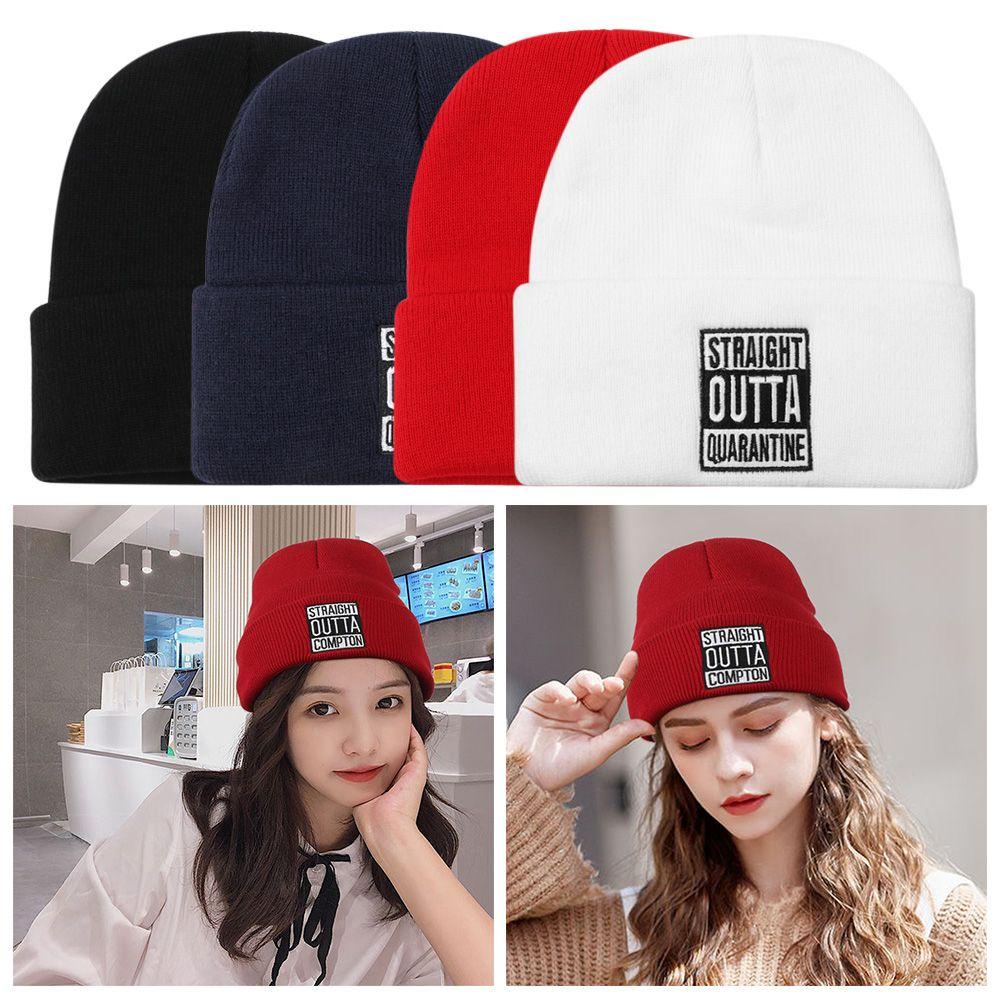 Mũ Beanie Dệt Kim Unisex Mềm Mại Thêu Họa Tiết Cho Mùa Thu Đông