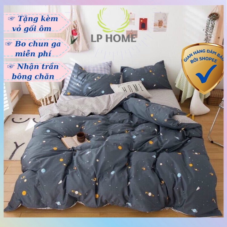 (Tặng vỏ gối ôm) Bộ chăn ga gối Poly Cotton Vũ trụ mộng mơ cao cấp - Miễn phí bo chun