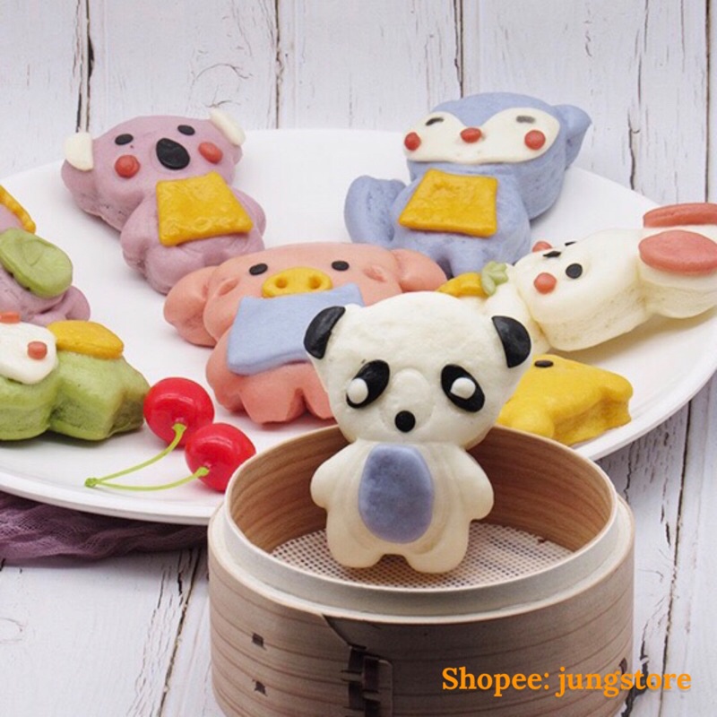 Bộ 8 Khuôn Bánh Bao Tạo Hình Con Vật Kèm Khuôn Chi Tiết, Khuôn làm fondant trang trí bánh kem, Cookie hình đáng yêu M435