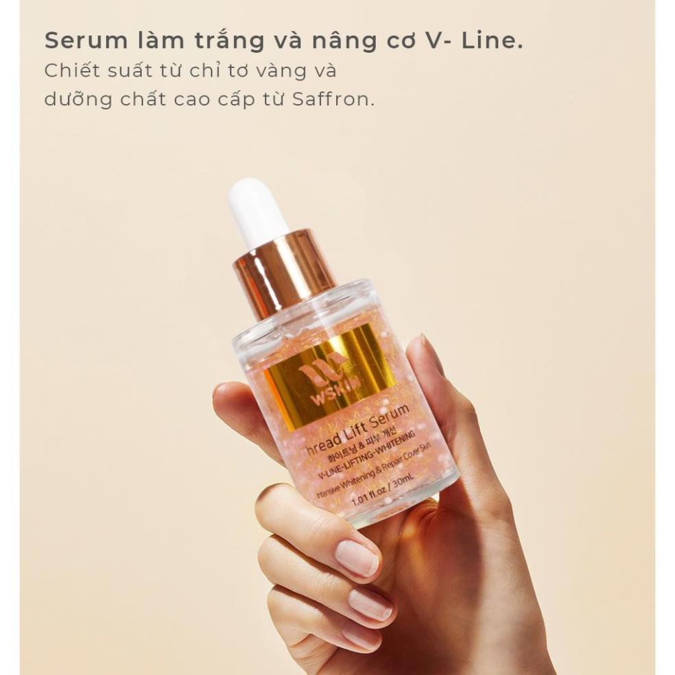 Serum Trắng Da, Ngừa Nám, Nâng Cơ V-Line WSKIN THREAD LIFT SERUM 30ML tinh Chất Sợi Chỉ Tơ Vàng Và Saffron