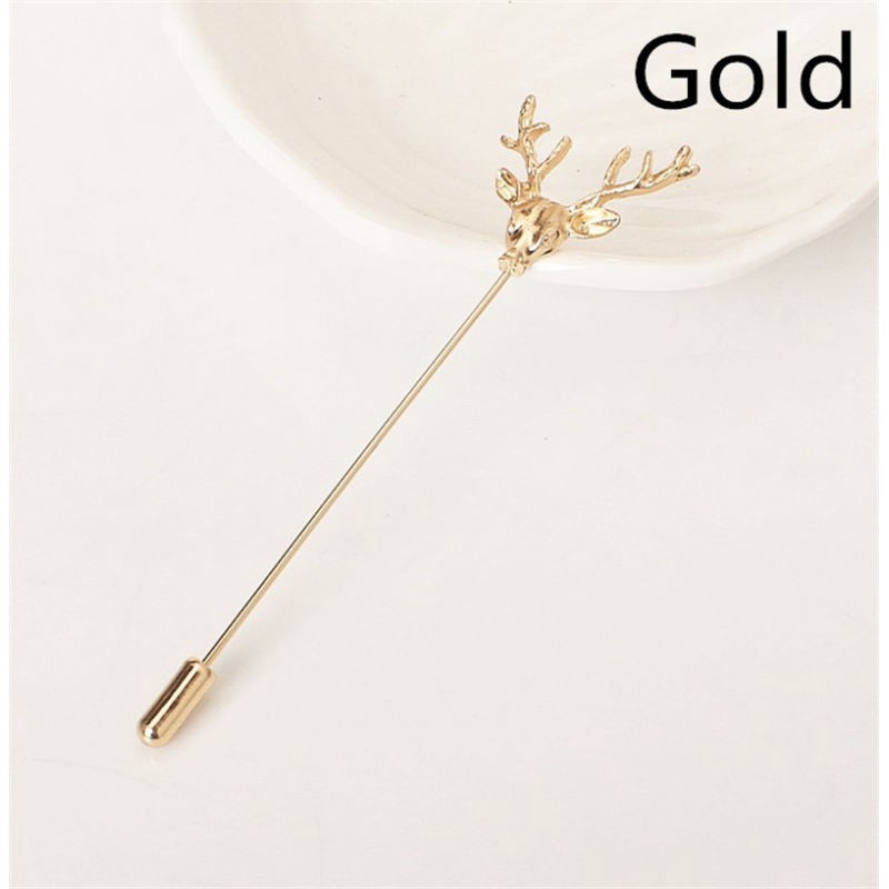 Ghim cài áo hình đầu hươu phong cách cổ điển
