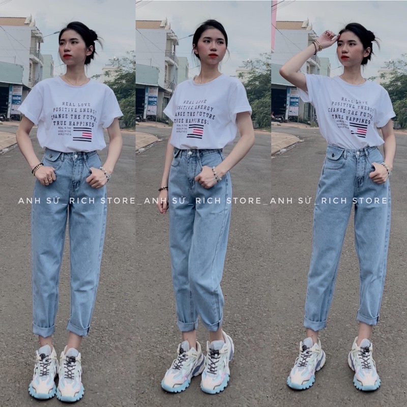 Quần baggy jean lưng cao basic | BigBuy360 - bigbuy360.vn