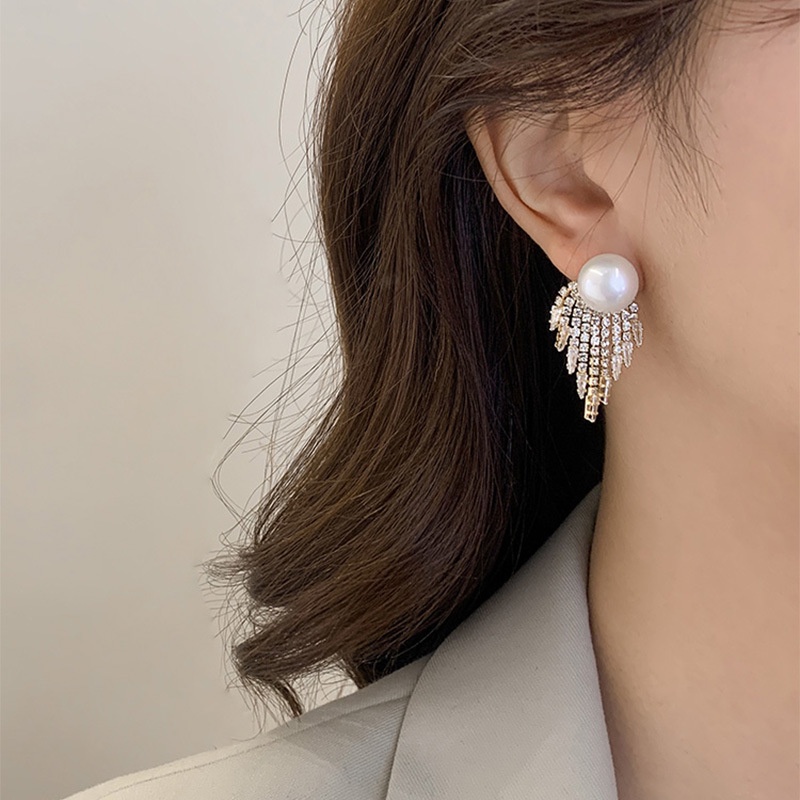 Bông Tai Tua Rua Hình Trái Tim Đính Ngọc Trai 2022 Cho Nữ AAA S925